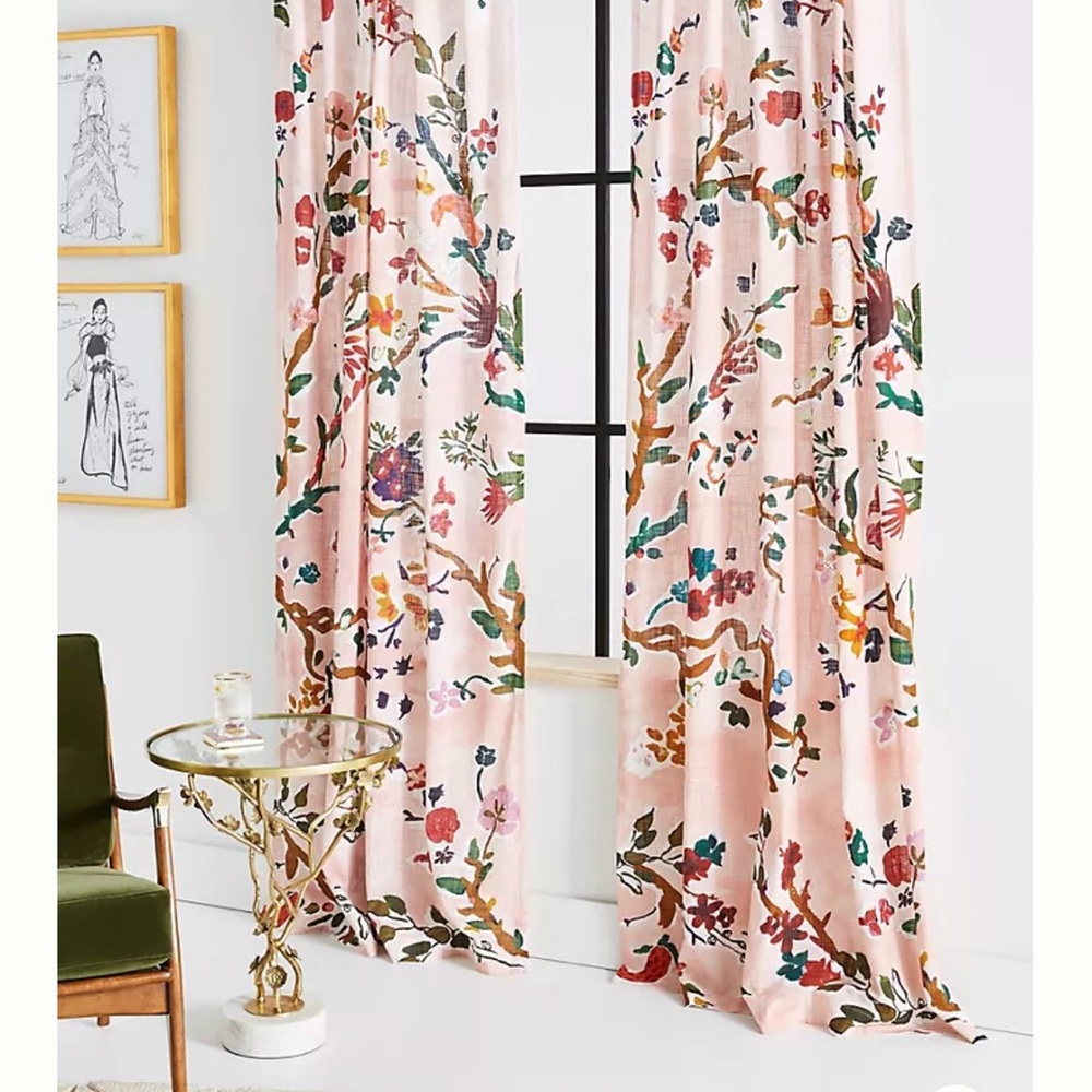 Anthropologie Cecilia Floral Cotton Curtain Panels - set of 2